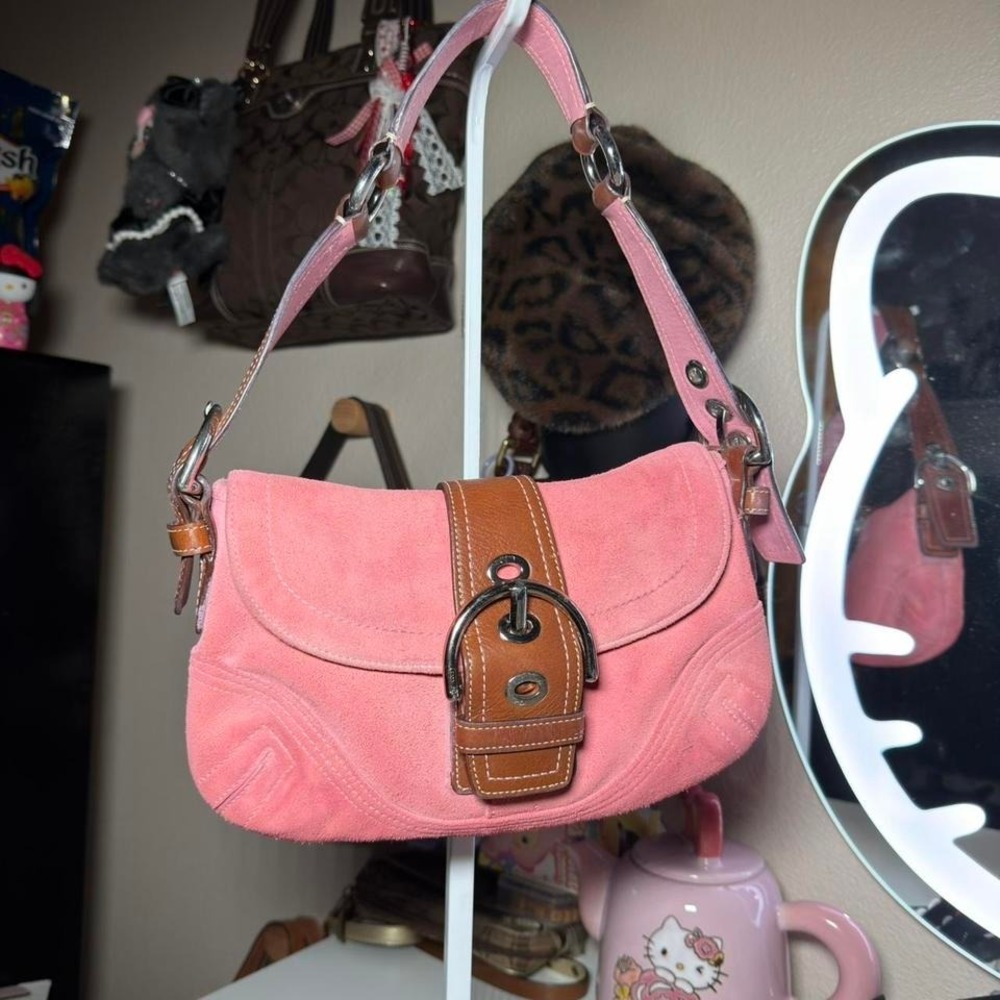 y2k Coach pink suede shoulder bag 💕🪽 soft girl / coquette vibe ⚠️ project bag